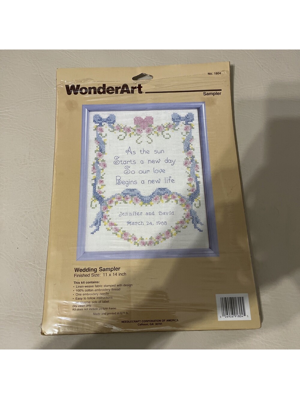 Vtg wonderart Wedding Sampler 1804